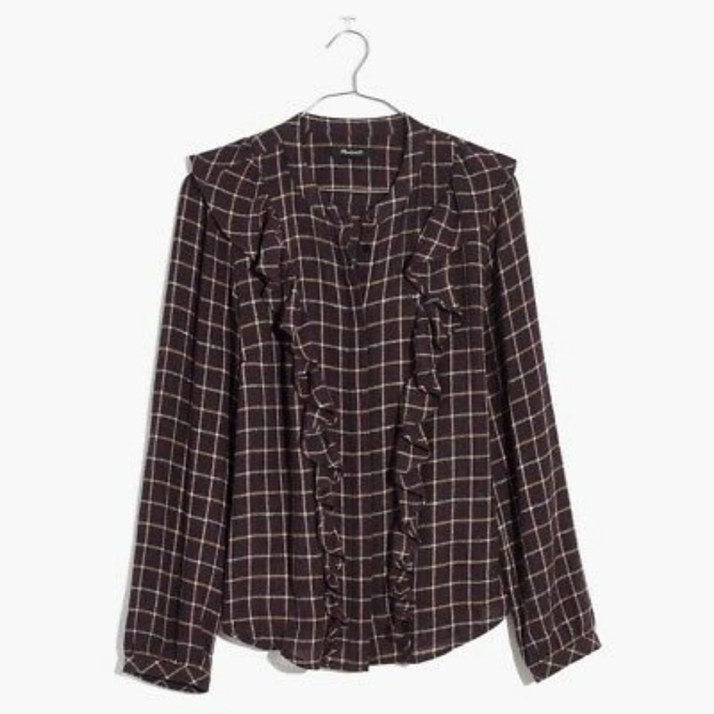 MADEWELL Plaid Ruffle Front Top